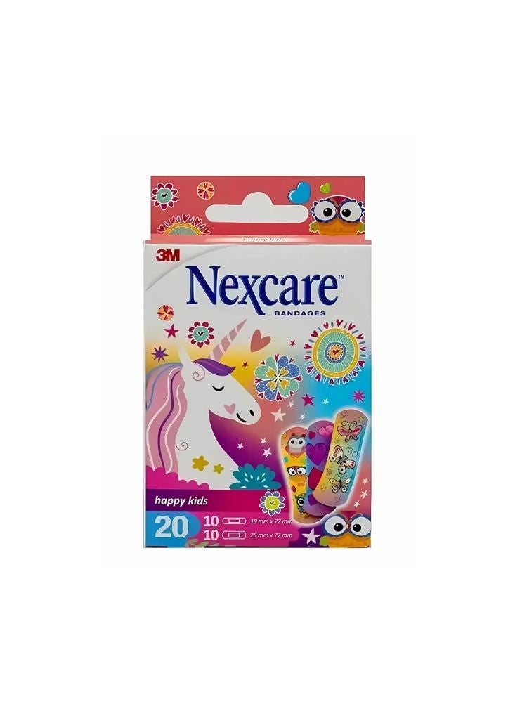 Nexcare Happy Kids Bandages – Unicorn Design 20 Strips
