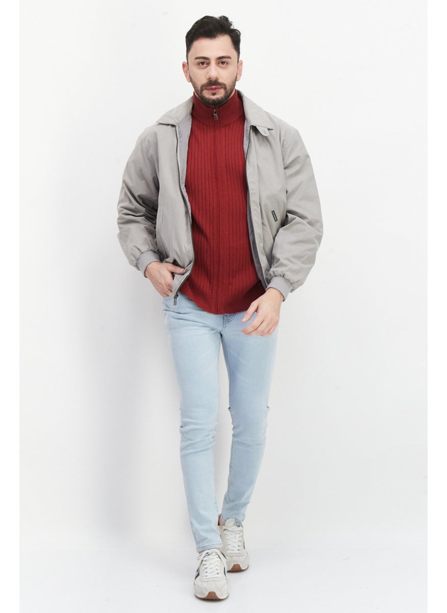 Weatherproof Men Microfiber Long Sleeve Bomber Jacket, Grey  - Image 2