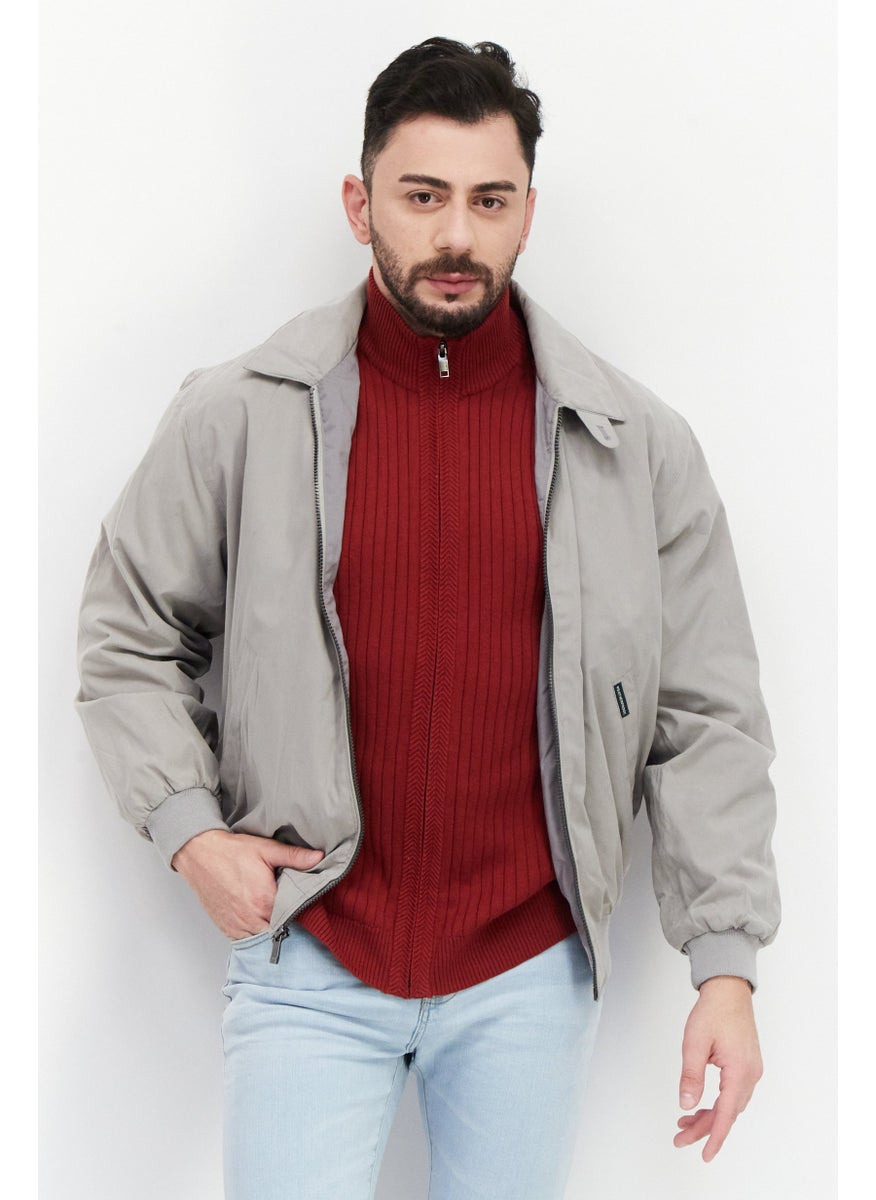 Weatherproof Men Microfiber Long Sleeve Bomber Jacket, Grey  - Image 1