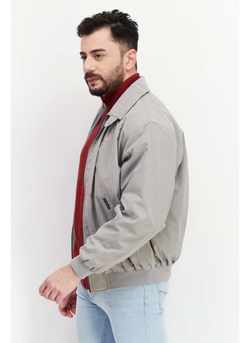 Weatherproof Men Microfiber Long Sleeve Bomber Jacket, Grey  - Image 3