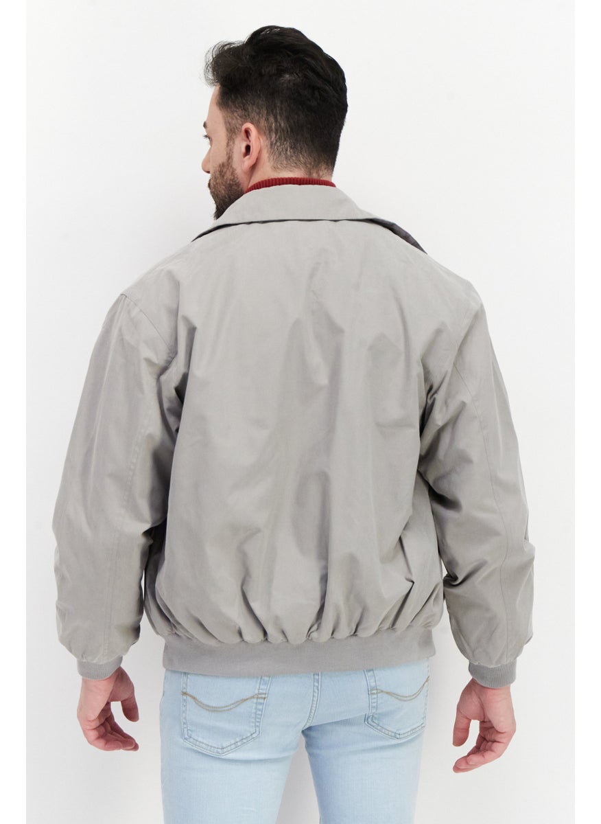 Weatherproof Men Microfiber Long Sleeve Bomber Jacket, Grey  - Image 4