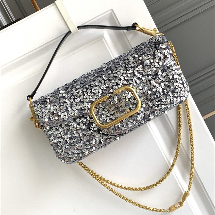 Light Luxury New Arrival Bright Beading Embroidered Chain Evening Bag Brass Magnetic Buckle Flip Single Shoulder Crossbody Handbag For Women - Image 2