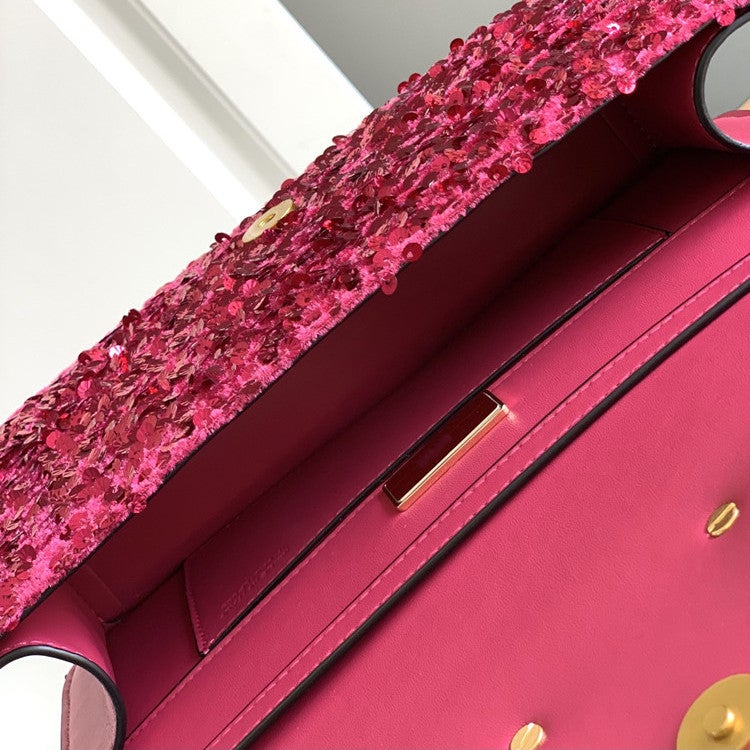 Light Luxury New Arrival Bright Beading Embroidered Chain Evening Bag Brass Magnetic Buckle Flip Single Shoulder Crossbody Handbag For Women - Image 5