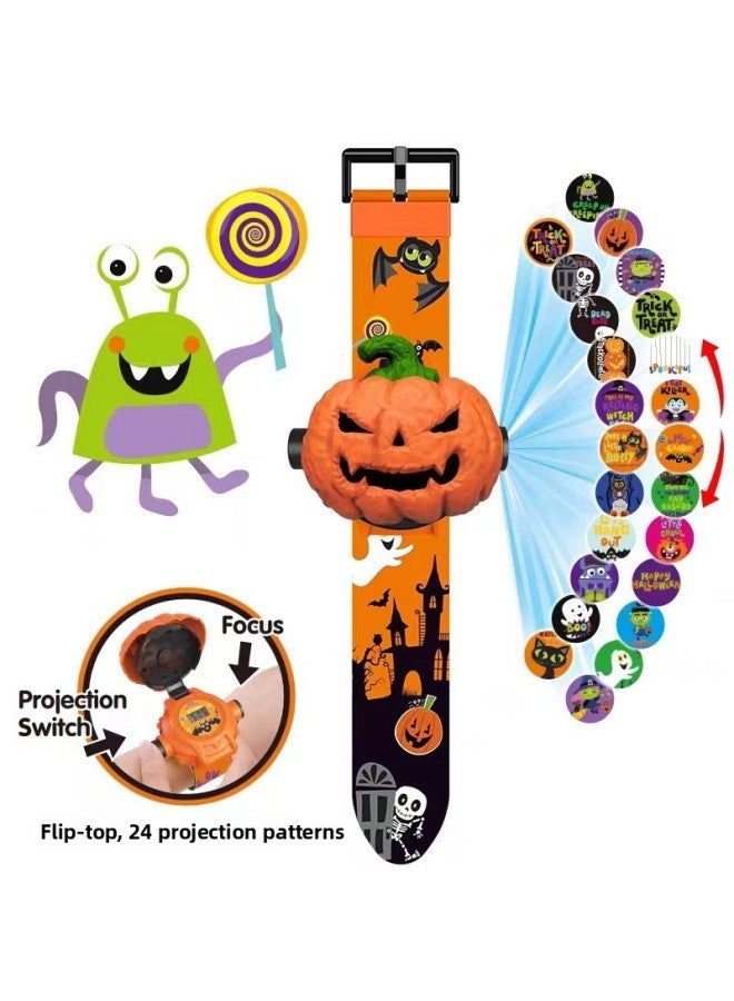 Loquat 24 Projection Flip Children's Watches Toys And Retail-Color: Pumpkin - Image 1