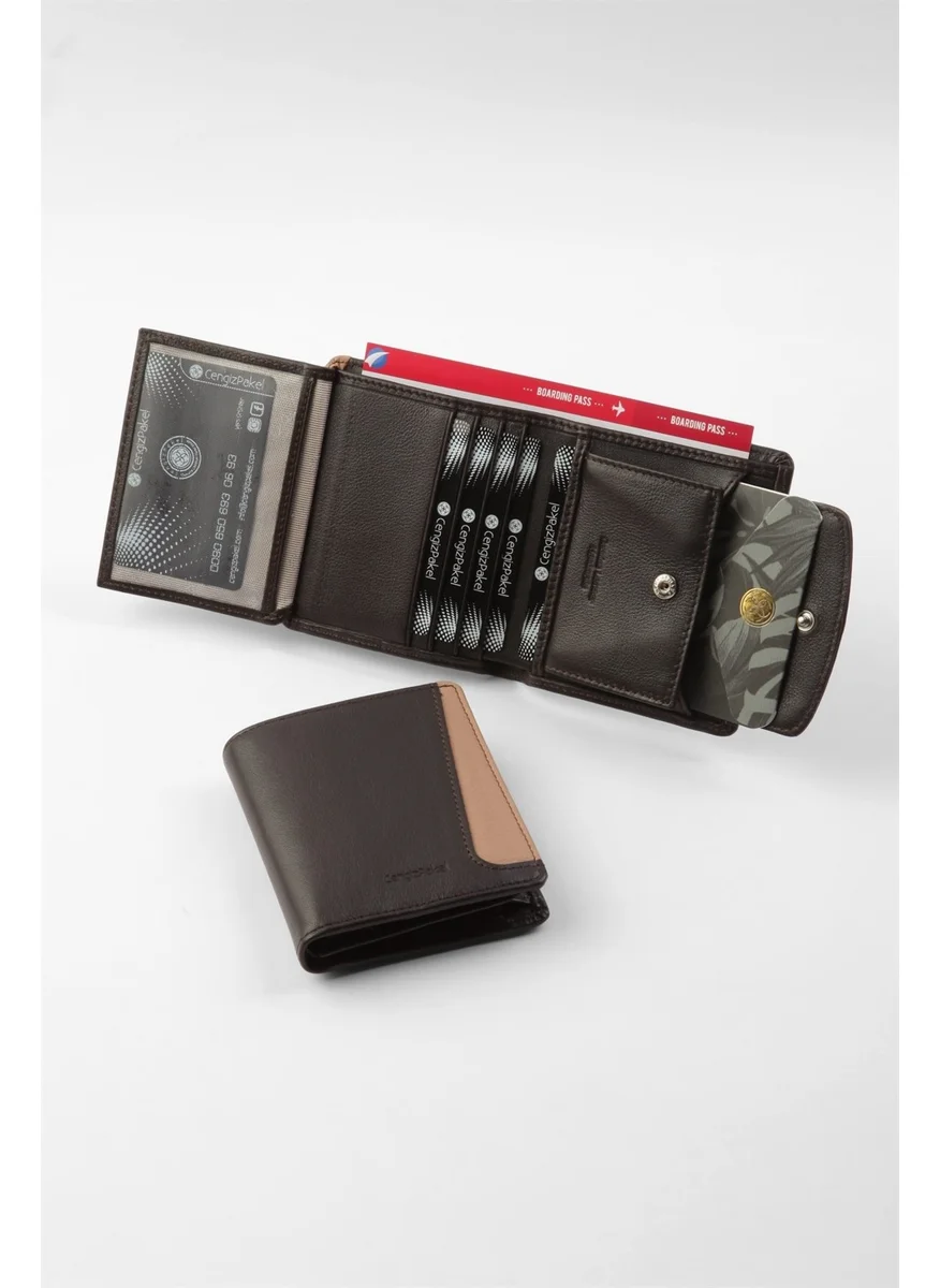 Cengiz Pakel Cengizpakel Genuine Leather Men's Wallet 13681-BROWN-EARTH
