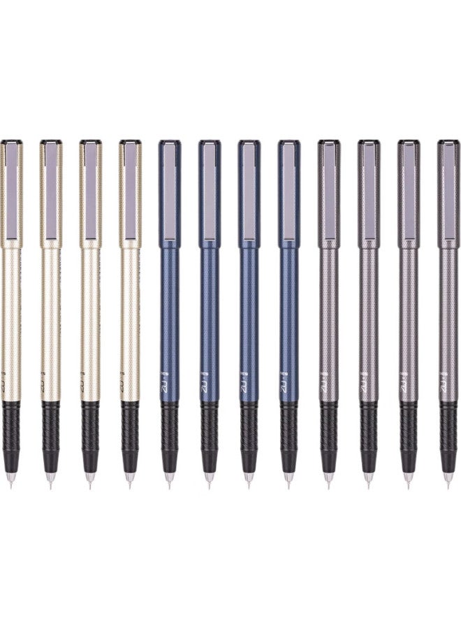 Deli Business-Style Retractable Gel Pen, Carbon Ink, Colorful Barrel, Signature Pen, 0.38Mm Full Needle Tube, Office Pen, Black, 12 Pens/Box, S46 - Image 2