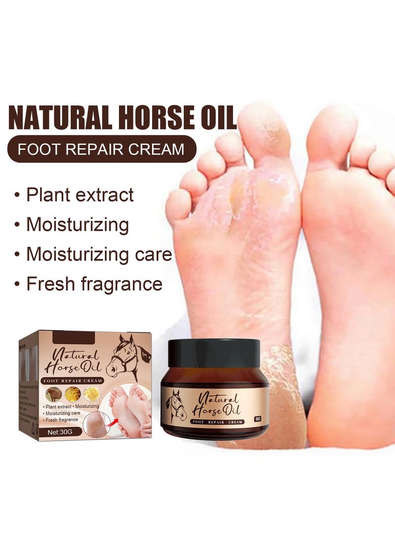 EELHOE Natural Horse Oil Foot Repair Cream, Horse Oil Hand Foot Cream, Anti Cracking Skin Repairing Moisturiser, Feet Heel Cream, for Rough Dry & Cracked Chapped Feet Heel Skin, for Men and Women (1 Piece) - Image 2