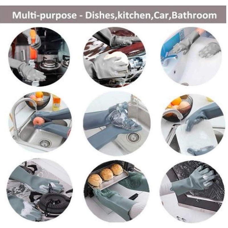 IONIX Silicone Hand Gloves, Gloves for Dish Washing, Kitchen gloves, Gloves for Cleaning, Pack of 01 - Image 3