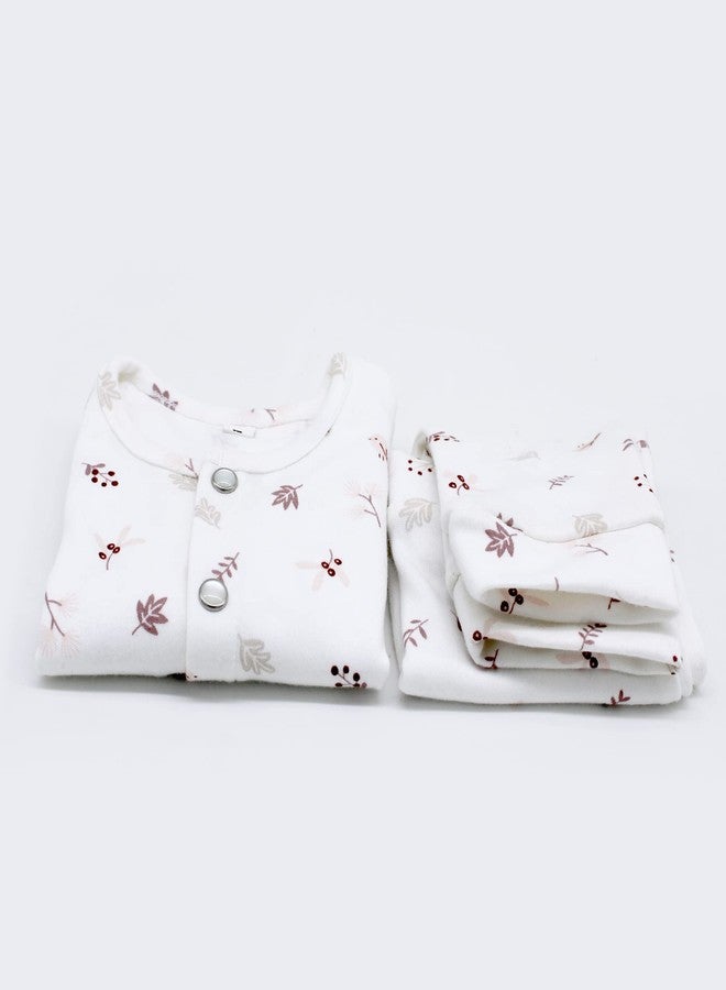 Trender Unisex Organic Cotton Front open T-Shirt Pyjama Set For New Born Baby Boys & Girls - White (for 18-24 Month) - Image 4
