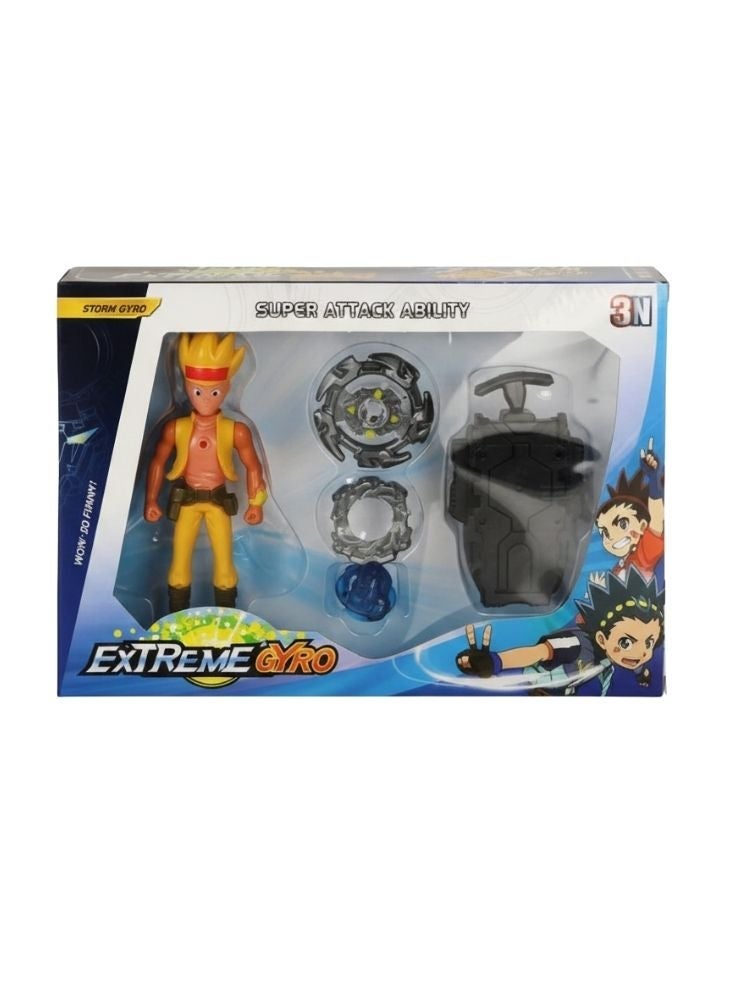 Gyro Extreme Gyro Storm Attack Battle Set with Launcher & Action Figure – High-Speed Spinning Top Combat Toy for Kids, Beyblade Style Arena Play - Image 1