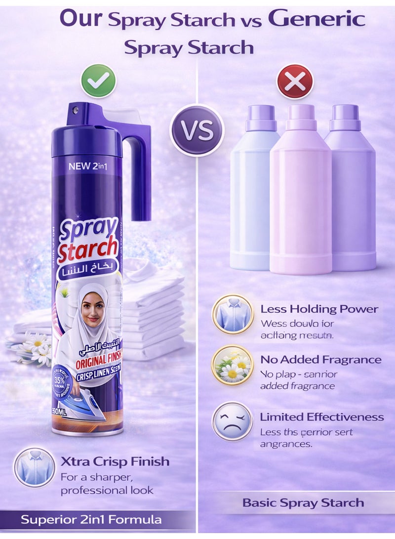 Spray Starch 500ML Original Finish, Fabric Ironing Spray for Clothes, Crisp Finish, Wrinkle Remover & Crisp Linen Scent - Image 5