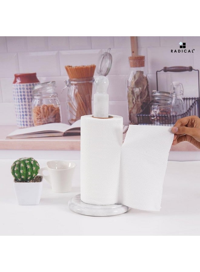 Radicaln Marble Paper Towel Holder 12.5" Inches White Handmade Decorative Home & Bathroom Décor, Ideal Stand for Paper Towels, Napkins, Toilet Paper, Kitchen Storage & Organization Essential - Image 3