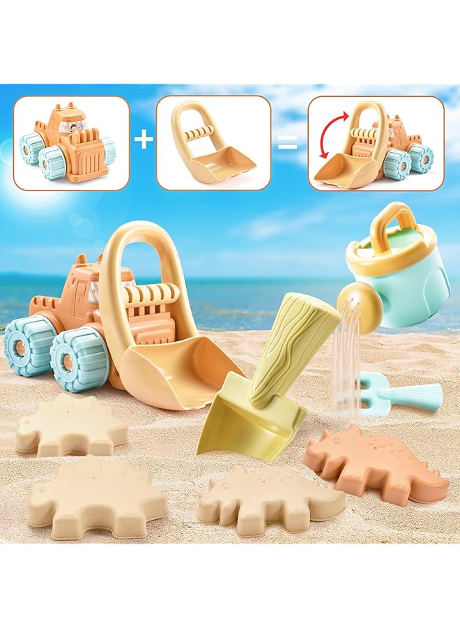 KASTWAVE Beach Toys For Toddlers With Mesh Bag，Sand Toy Sets Include Shovel Bulldozer Animal Dinosaur And Watering Can Molds，Ideal Outdoor Travel Toys Gifts For Baby Boys Girls Age 3 4 5 6+ - Image 2