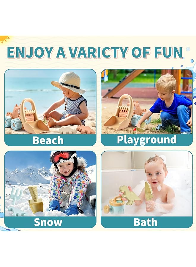 KASTWAVE Beach Toys For Toddlers With Mesh Bag，Sand Toy Sets Include Shovel Bulldozer Animal Dinosaur And Watering Can Molds，Ideal Outdoor Travel Toys Gifts For Baby Boys Girls Age 3 4 5 6+ - Image 5