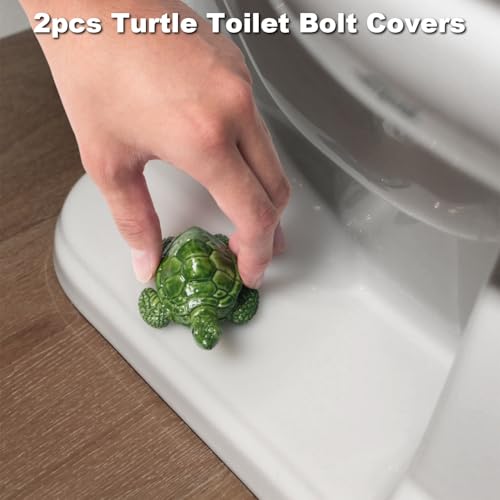 YLOVAN Toilet Bolt Covers Decorative Turtle Toilet Screw Cover Caps, Toilet Knob Covers for Bottom of Toilet Sea Turtle Bathroom Decor, Toilet Bolt Caps or Bottom of Toilet Turtle Decor, Easy To Install 2pcs - Image 2