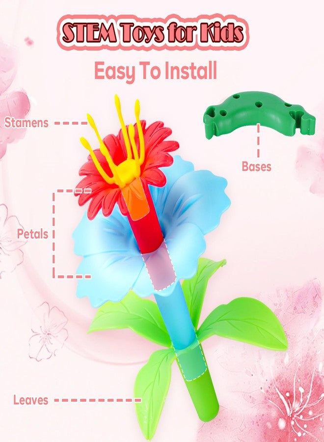 FUNZBO 109pcs Flower Garden Building Toy Set - Spring Toys for 3 4 5 6 7 Years Old Girl, STEM Montessori Educational Toy for Kid Toddler, Sorting & Stacking Building Block Birthday Gift - Image 2