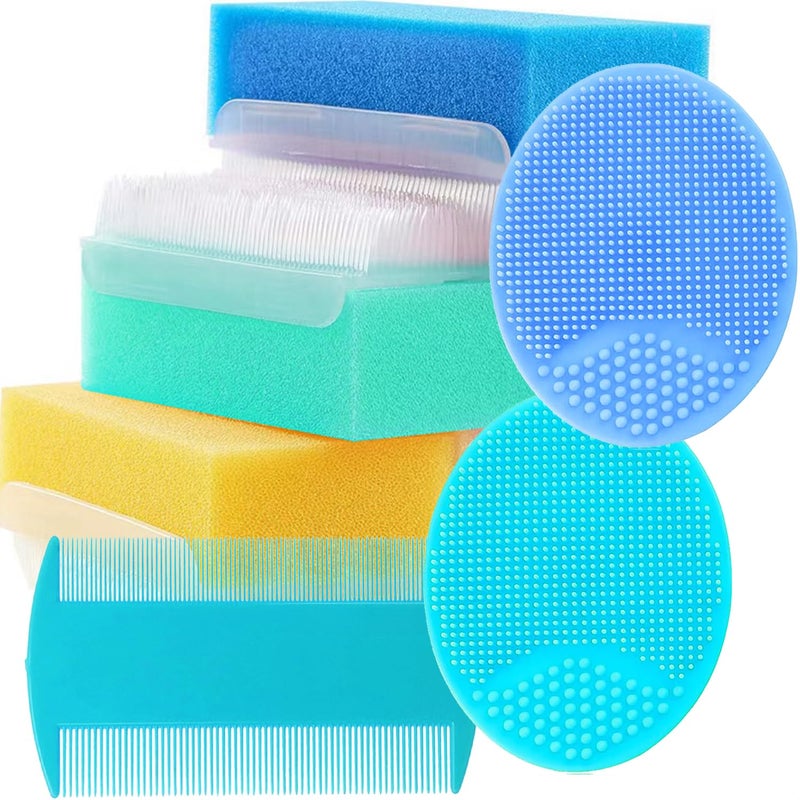 MR LION Baby Bath Sponges for Newborns - Baby Cradle Cap Brush - Cradle Cap Comb for Babies (Pack of 6) (Mixed Color B) - Image 1