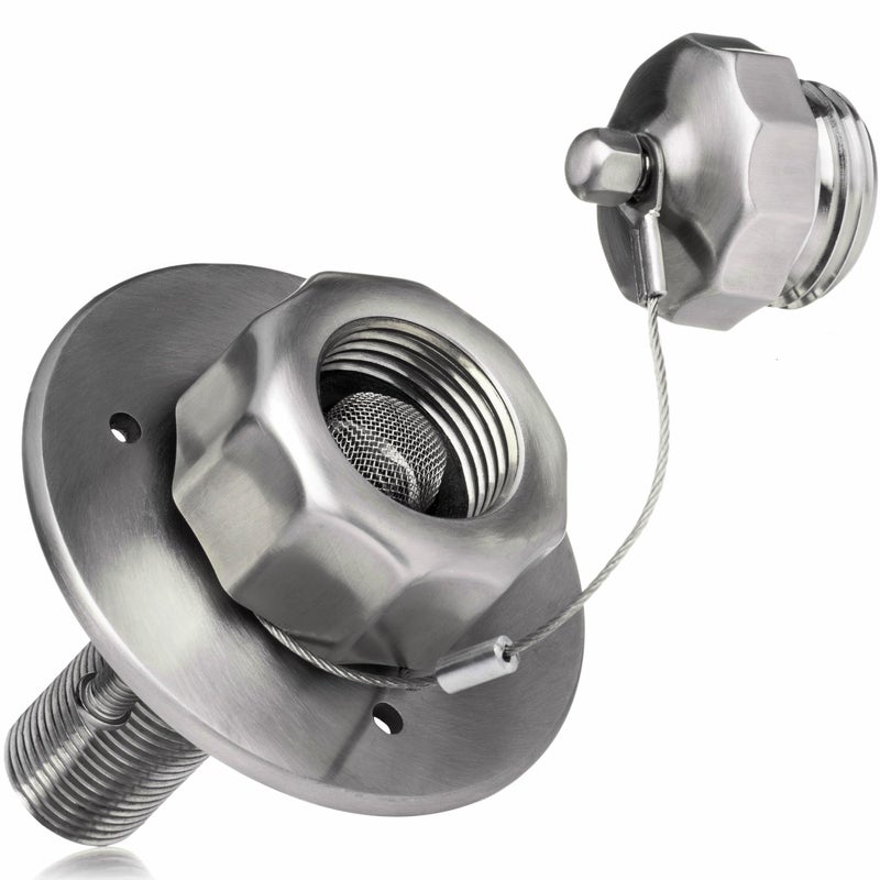 Renator All Metal RV City Water Inlet with Check Valve RV Water Inlet Replacement RV Water Fill Inlet Connection for RV Camper Motorhome Trailer Marine Brushed Stainless Steel - Image 3