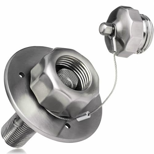Renator All Metal RV City Water Inlet with Check Valve RV Water Inlet Replacement RV Water Fill Inlet Connection for RV Camper Motorhome Trailer Marine Brushed Stainless Steel - Image 1