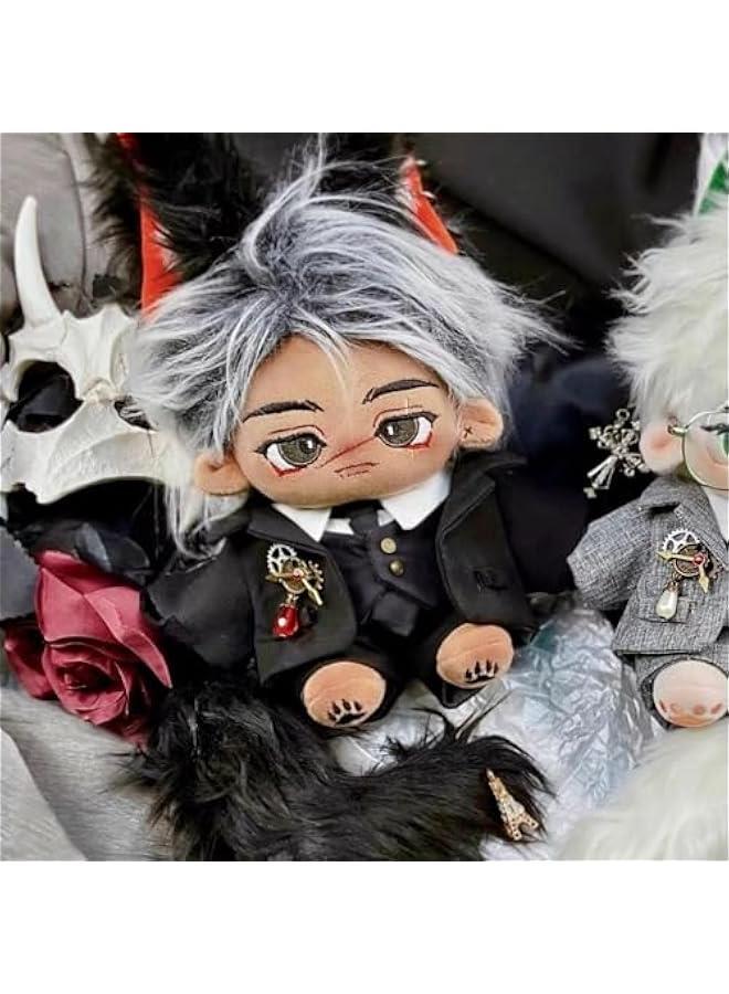 Arabest 20cm Plush Doll Clothes Coat Shirt Pants Vest Belt Tie Accessories Suit 8in Doll Dress Up (Black)  - Image 2