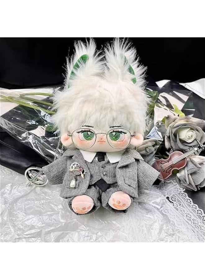 Arabest 20cm Plush Doll Clothes Coat Shirt Pants Vest Belt Tie Accessories Suit 8in Doll Dress Up (Black)  - Image 3