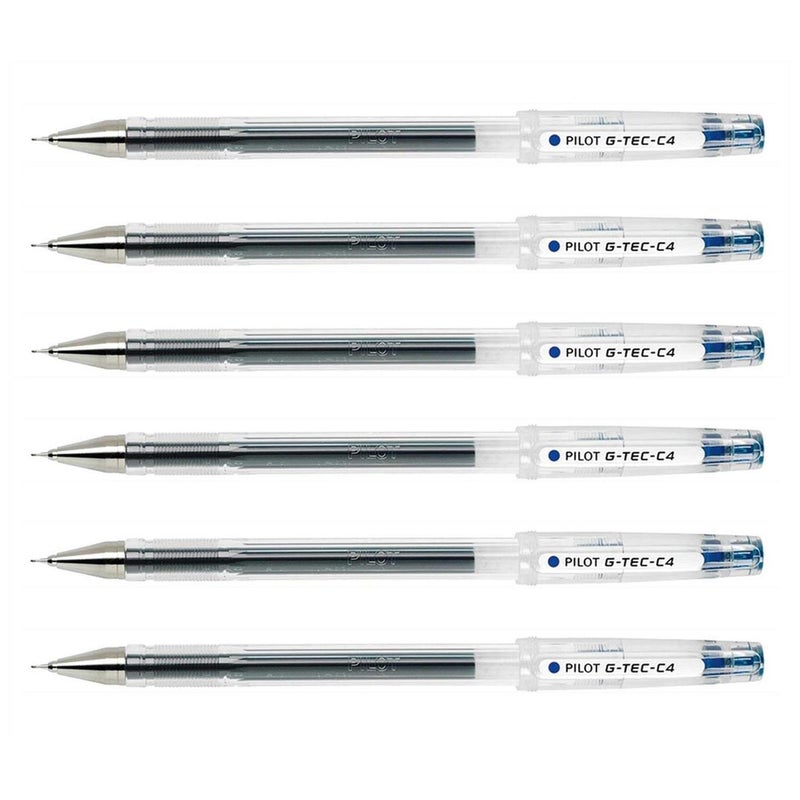 Pilot G-Tec-C4 Gel Ink Roller Ball Pens, Blue, Set of 6 - Image 3