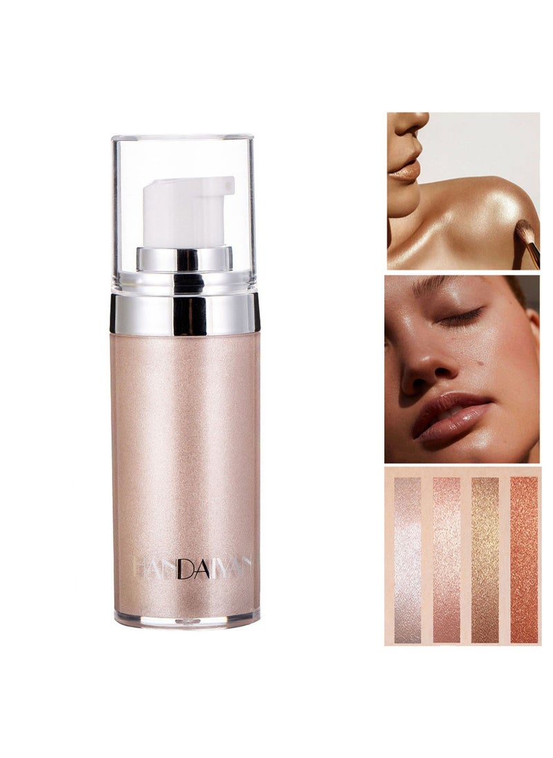 Handaiyan Body Shimmer Liquid Highlighter Oil Brighten Glow Glitter Waterproof Moisturising Smooth Makeup Lotion Bronzer Illuminate Luminizer Gold Beach Foundation Non-sticky Dry for Face And Body (20ml)  - Image 1