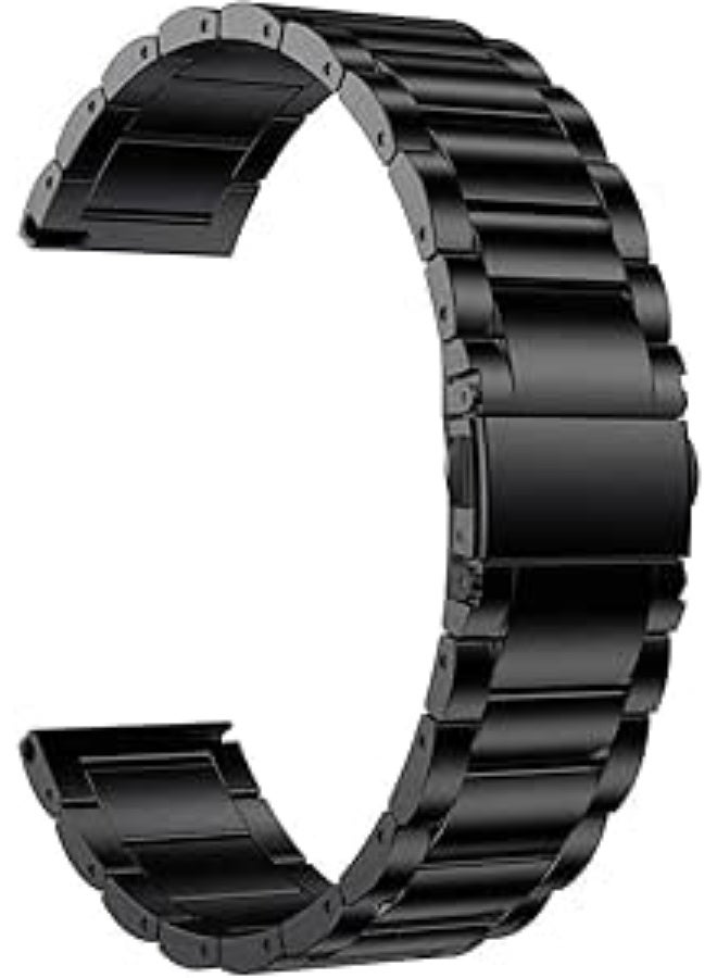 Premium Metal Chain 20mm Strap Compatible with Samsung Galaxy Watch 3 4m,Galaxy 42mm,Active,Active 2/AmazeFit BIP,Lite,GTS,GTR (42mm)/RealMe Classic,& Watches with 20mm Lugs-Black