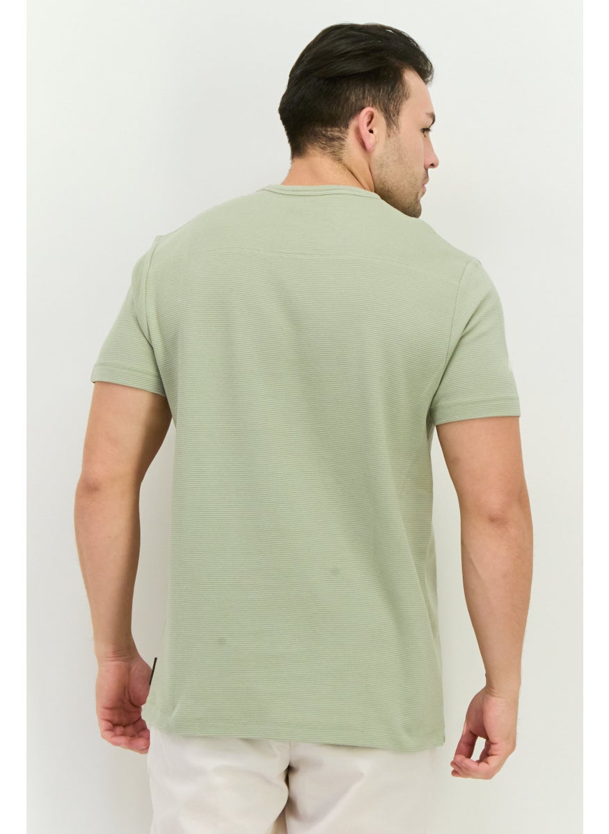 French Connection Men Crew Neck Short Sleeves Textured T-Shirt, New Sage  - Image 3
