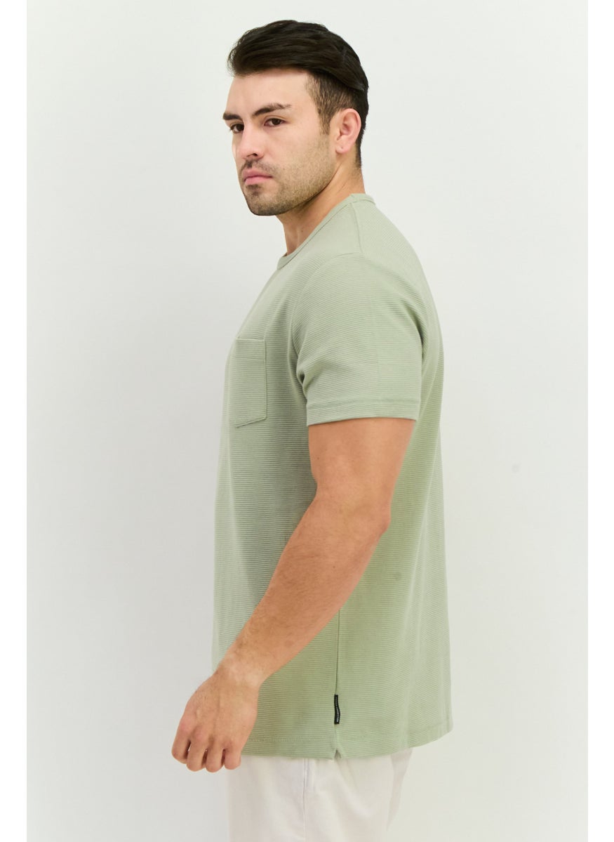 French Connection Men Crew Neck Short Sleeves Textured T-Shirt, New Sage  - Image 2