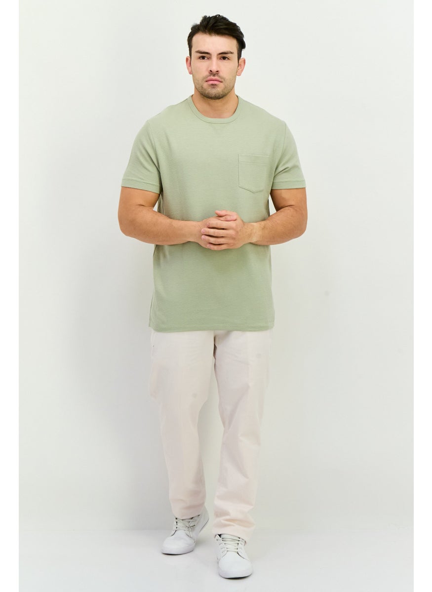 French Connection Men Crew Neck Short Sleeves Textured T-Shirt, New Sage  - Image 4