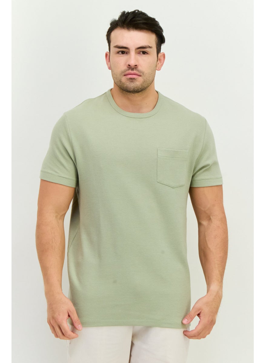 French Connection Men Crew Neck Short Sleeves Textured T-Shirt, New Sage  - Image 1