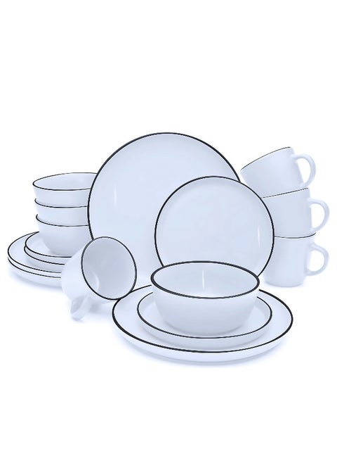 16-Piece Stoneware Dinner Set Plates, Dishes, Bowls,Mugs Serves 4 White