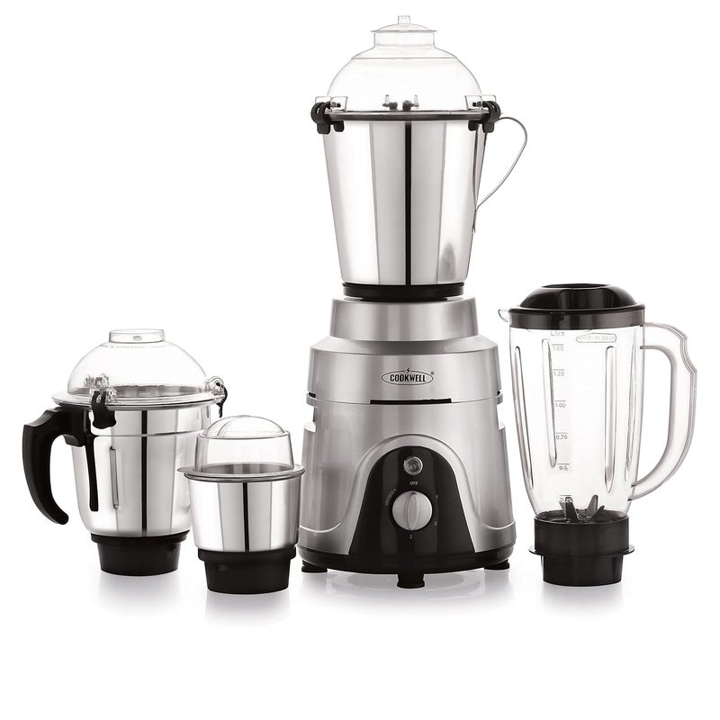 Cookwell Commercial Mixer Grinder 1200W For Cafes Restaurants Heavy Homes Hotels Canteens 4 Jar Silver - Image 1