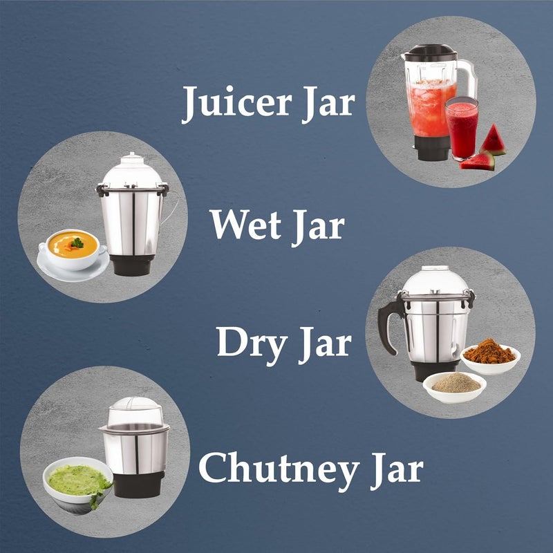 Cookwell Commercial Mixer Grinder 1200W For Cafes Restaurants Heavy Homes Hotels Canteens 4 Jar Silver - Image 2