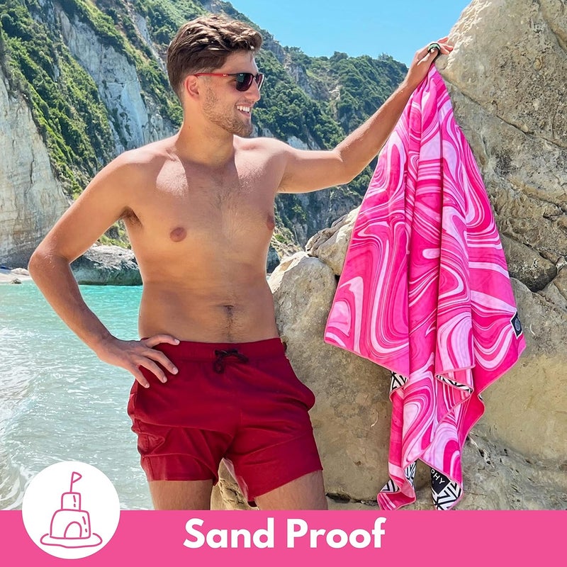 ECCOSOPHY Microfiber Beach Towel - Sand Free Towels are Quick Dry, Light Weight, Super Absorbent - Perfect Pool, Travel, Cruise, Camping Essentials - Oversized Extra Large for Adults 71x35 in - Image 5