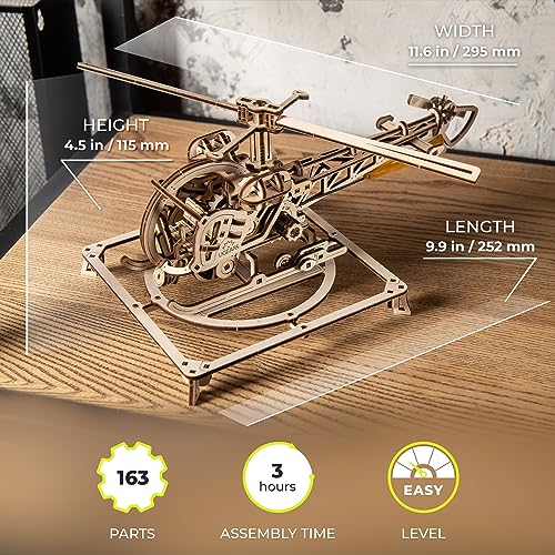 UGEARS Wooden 3D Puzzles for Adults Easy Mini Helicopter Model Kit Experience Aerial Innovation with Mechanical Puzzles DIY Kits for Adults Ideal for Hobbyists Aviation Enthusiasts 167 Pcs - Image 5
