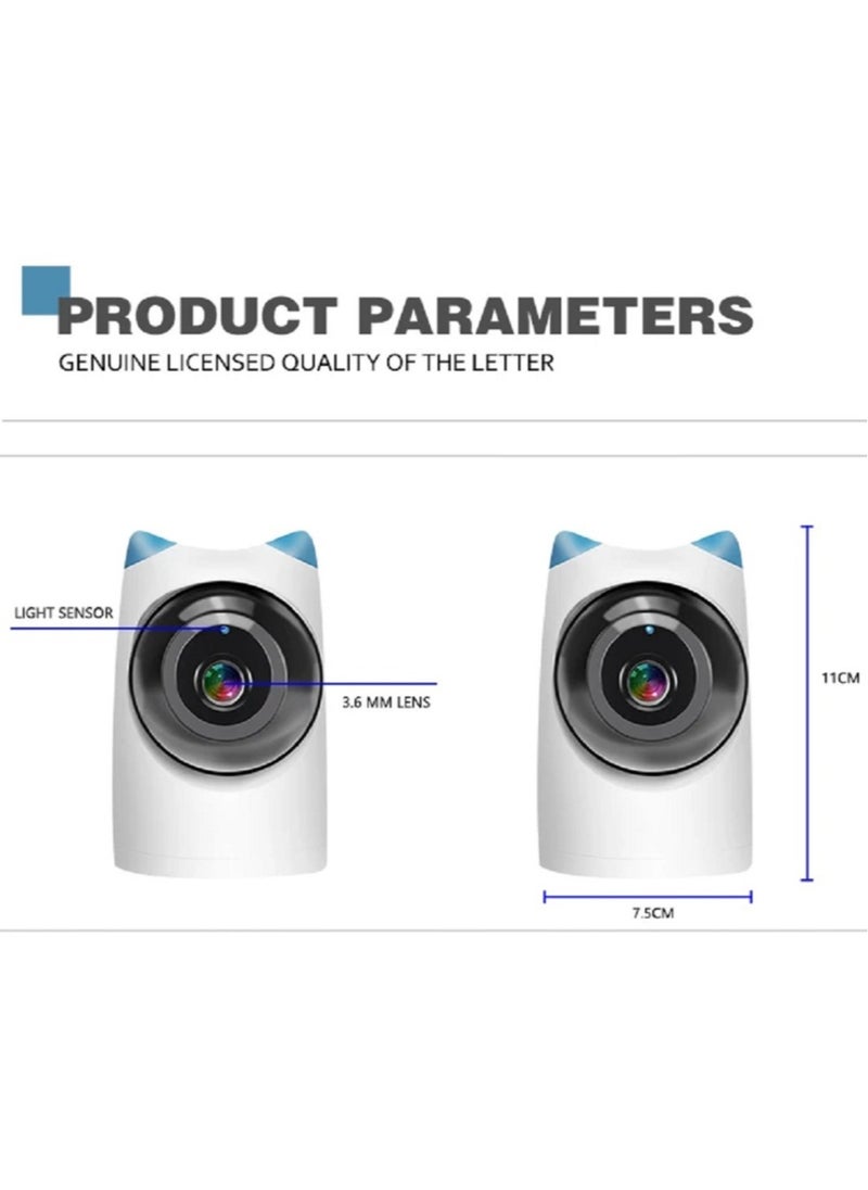 Generic - 360° Indoor Camera with 1080p HD, Night Vision, Phone Monitoring, Two-Way Audio, HD Lens, Microphone, Auto Tracking, Multiple Storage Options, and Motion Detection - Image 1