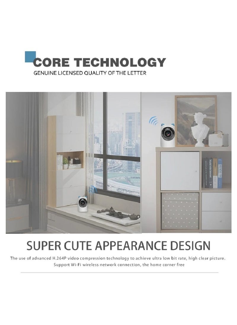 Generic - 360° Indoor Camera with 1080p HD, Night Vision, Phone Monitoring, Two-Way Audio, HD Lens, Microphone, Auto Tracking, Multiple Storage Options, and Motion Detection - Image 1