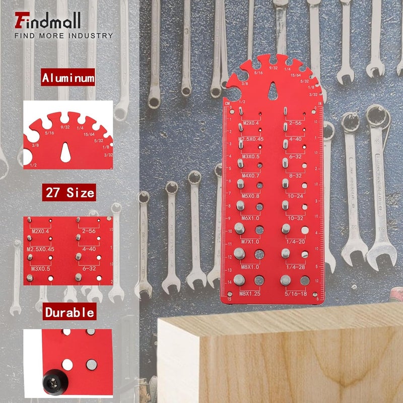 تصميم أنيق عملي متعدد أدوات تحديد هوية الخيوط من Findmall، مقاييس للصواميل والبراغي، أدوات فحص الخيوط متعددة الوظائف جودة موثوقة سوقية تعبئة داخل المستودع جودة مكيفة للمناخ استخدام خفيف وثقيل - Image 5