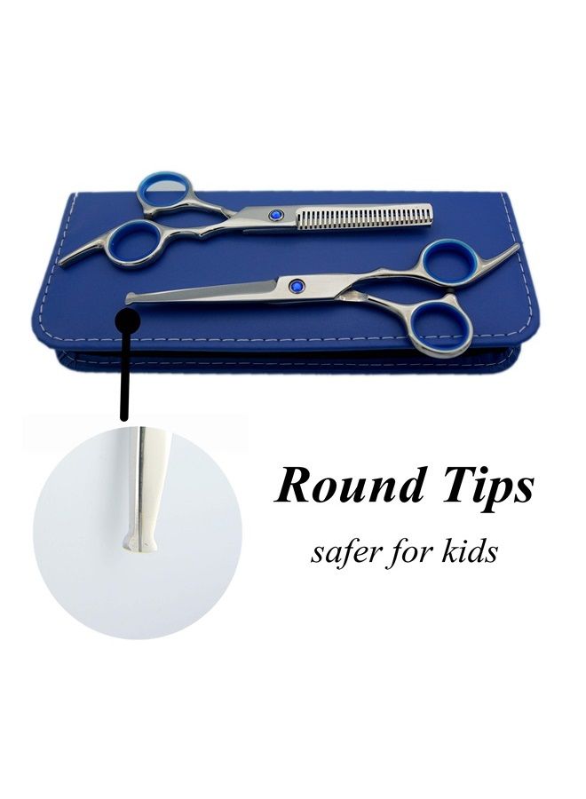 LIGICKY Baby Hair Cutting Scissors Set Professional Safety Round Tip Stainless Steel Hair thinning Shears Bang Hair Scissor for Kids/Salon/Home - Image 2