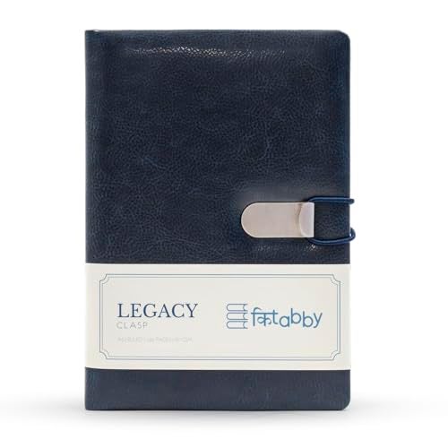 Kitabby - Legacy Clasp - A5 Size - Hard Bound Notebook with an Elastic Band and Hook Locking Mechanism - Padded PU Soft Leather Cover Material - (Blue) [Office Product] - Image 1