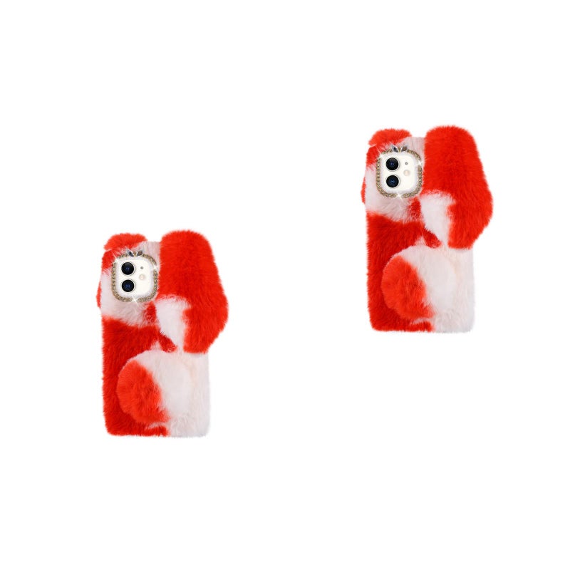 2 pcs Decorative Phone Case Plush Phone Shell Compatible for iPhone 11 - Image 1
