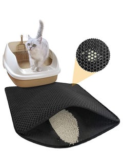 A.M Cat Litter Mat For Trapping Litter Box Sand, XL Or Jumbo Size  30 x 24in, Urine And Waterproof, Honeycomb Double Layer Anti Tracking Kitty Mats, Washable Easy Clean, Scatter Control