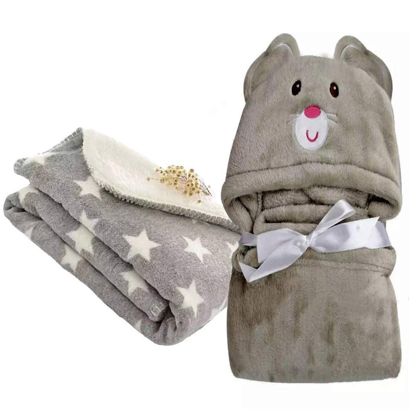 BRANDONN New Born Baby Blankets Combo pack of Wrapper Sheet Blanket and Baby Bath Towel Pack of 2 - Image 1