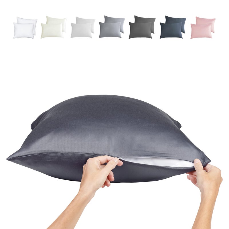 JOMO Zipper Pillow Cases Queen - 100% Viscose Bamboo Pillowcase 2-Pack Zip Up  Cooling Zippered Pillow Cases 30x20 Pillow Covers Queen Size Protector Cover - Image 1