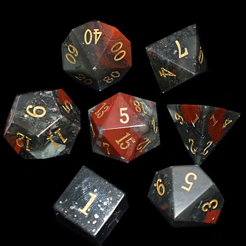 RULE DICE Natural Gemstone DND Dice Set7 Pcs Handmade Red Bloodstone Gem Dice Polyhedral Stone DD Dice - Image 5