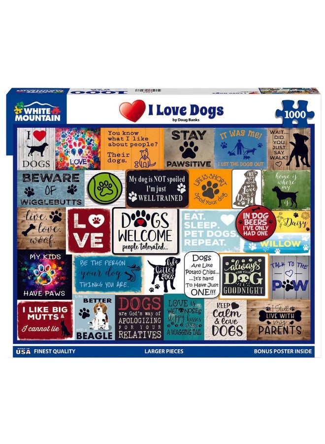 White Mountain Puzzles - I Love Dogs - 1000 Piece Jigsaw Puzzle for Adults & Kids - Fun Family Activity - 24"x30" - Image 2