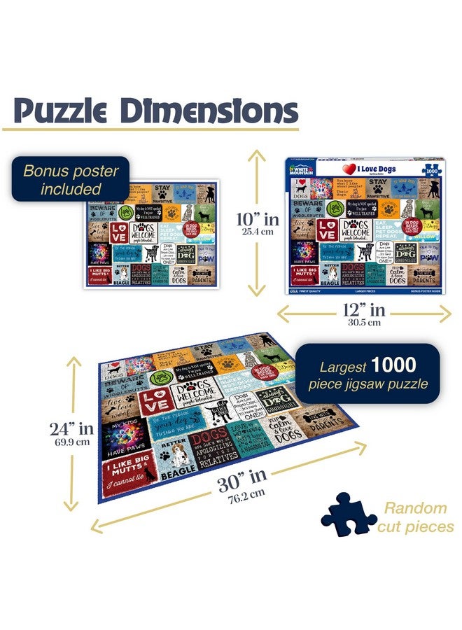 White Mountain Puzzles - I Love Dogs - 1000 Piece Jigsaw Puzzle for Adults & Kids - Fun Family Activity - 24"x30" - Image 3