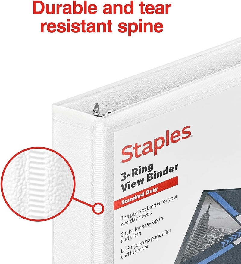 Staples 82618 Standard 1/2-Inch 3-Ring View Binder White (26426-Cc) - Image 4